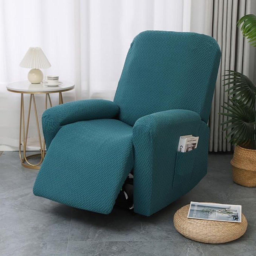 Fitted Relaxsessel Husse | Elastischer Sesselbezug mit Seitentasche