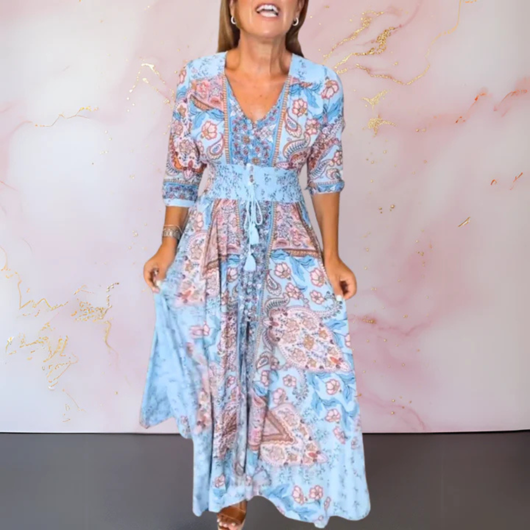 Rosalie Sommerkleid | Elegantes Maxikleid mit Blumenmuster für Frauen