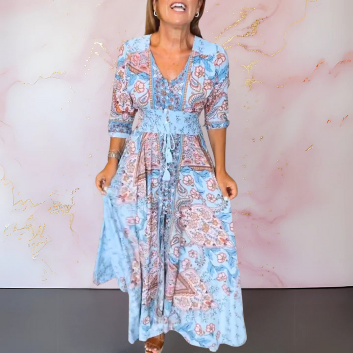Rosalie Sommerkleid | Elegantes Maxikleid mit Blumenmuster für Frauen