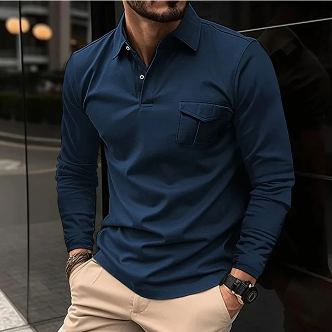 Daniel Langarmshirt Oktoberfest | Elegantes Herren Poloshirt mit Brusttasche