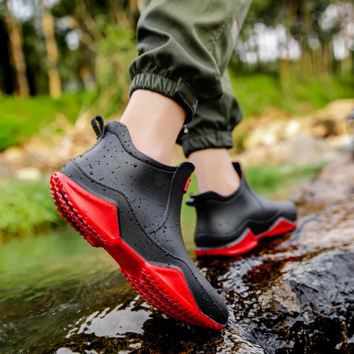 Regenstiefel für den Herbst - Wasserdichte Halbhohe Gummistiefel mit rutschfester Sohle für Damen