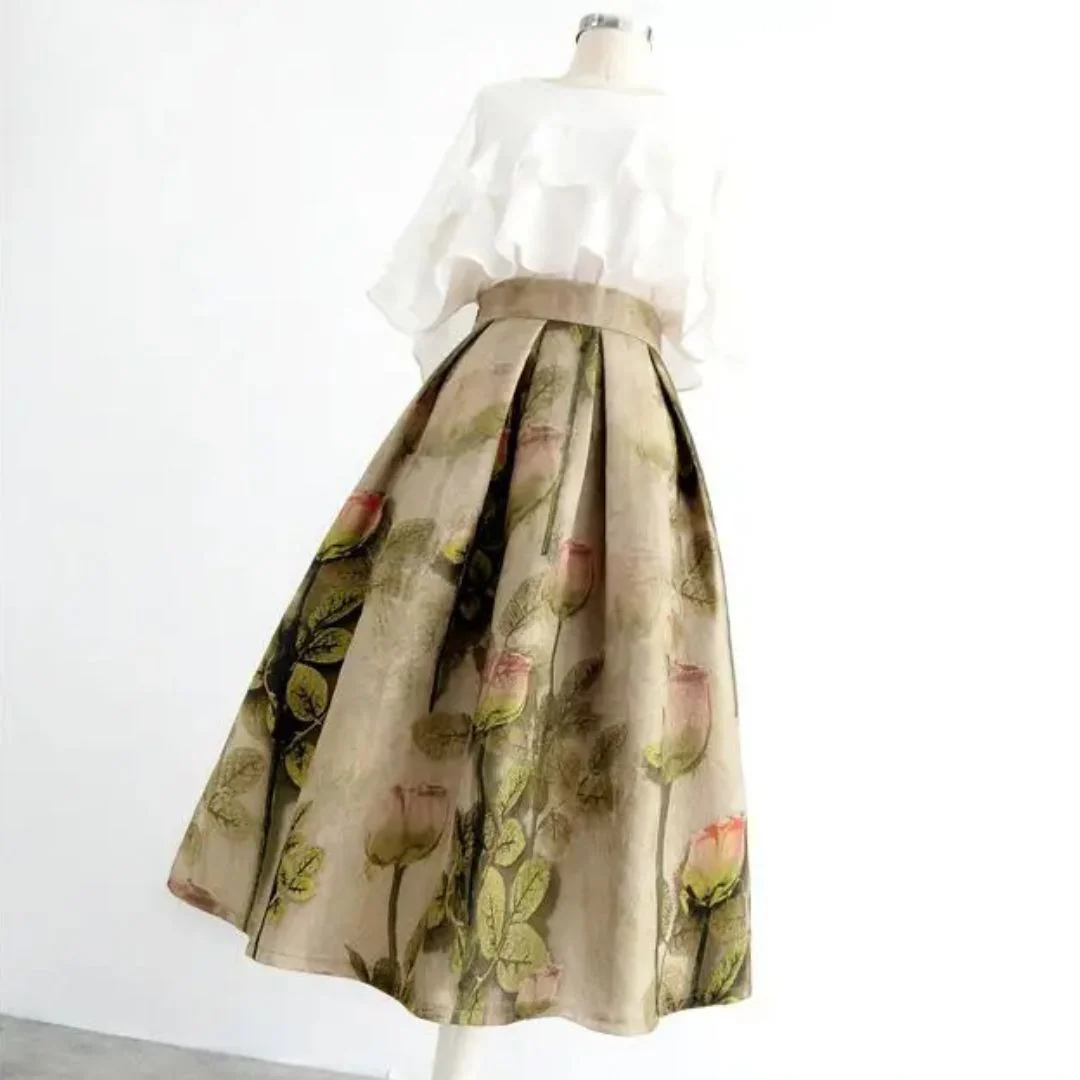 Margarete Trachtenrock Oktoberfest | Eleganter Damen Rock mit Rosenmuster