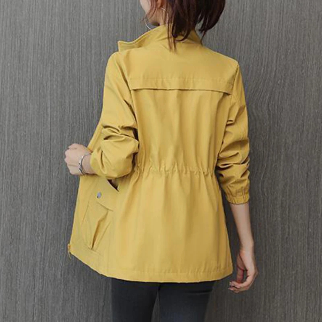 Regenjacke für den Herbst - Wasserdichte Übergansjacke mit Stehkragen für Damen