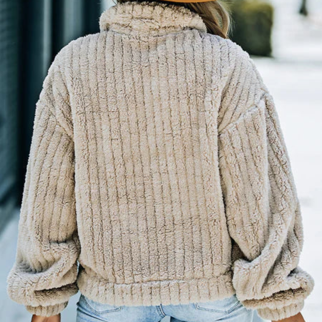 Teddyjacke für den Herbst - Stilvolle Fleecejacke mit Stehkrage für Damen