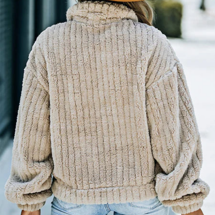 Teddyjacke für den Herbst - Stilvolle Fleecejacke mit Stehkrage für Damen