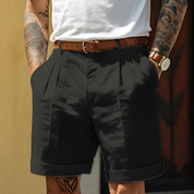 Felix Sommershorts | Elegante Herren Kurze Hose mit Bundfalten Baumwolle Business Casual