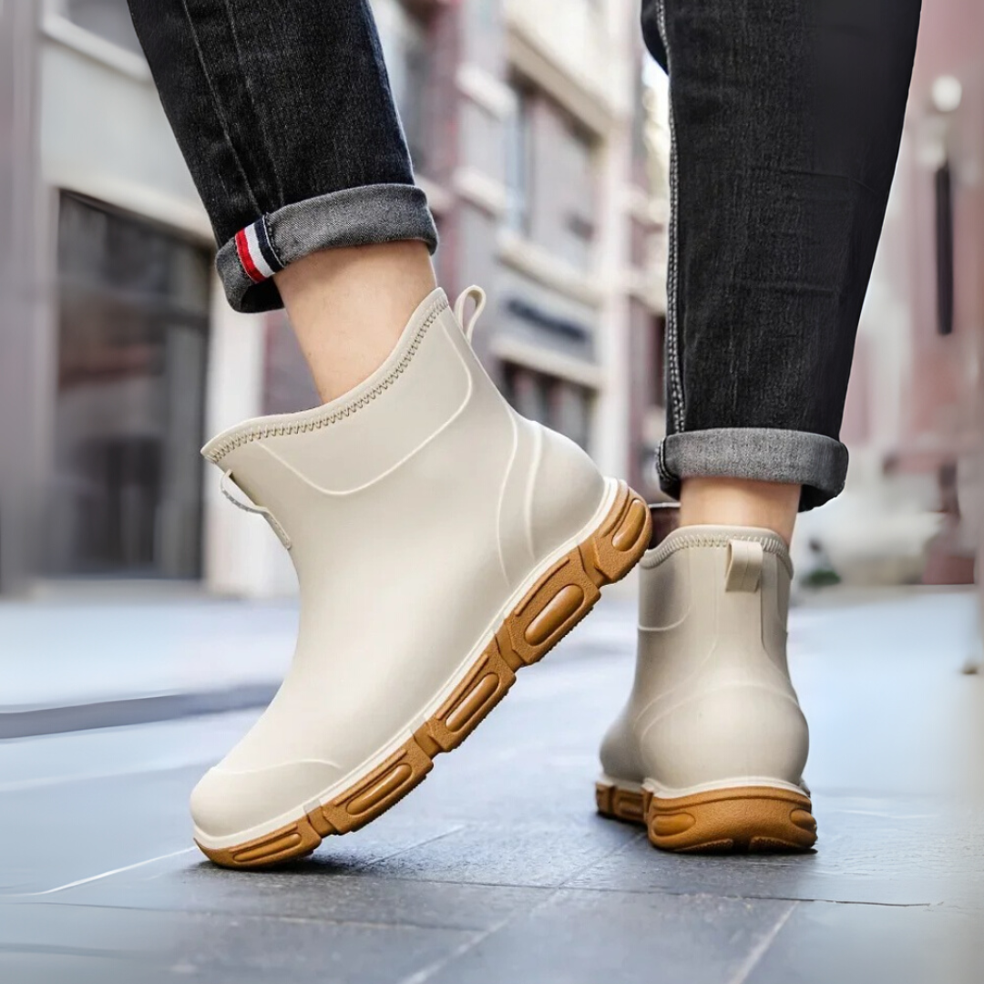 Regenstiefel für den Herbst - Hohe Wasserdichte PVC Gummistiefel mit rutschfester Sohle für Herren