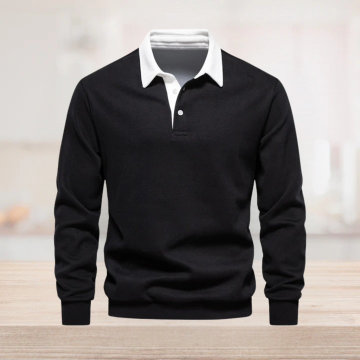 Robert Langarm Polo | Elegantes Blaues Herren Poloshirt Business Casual Stil