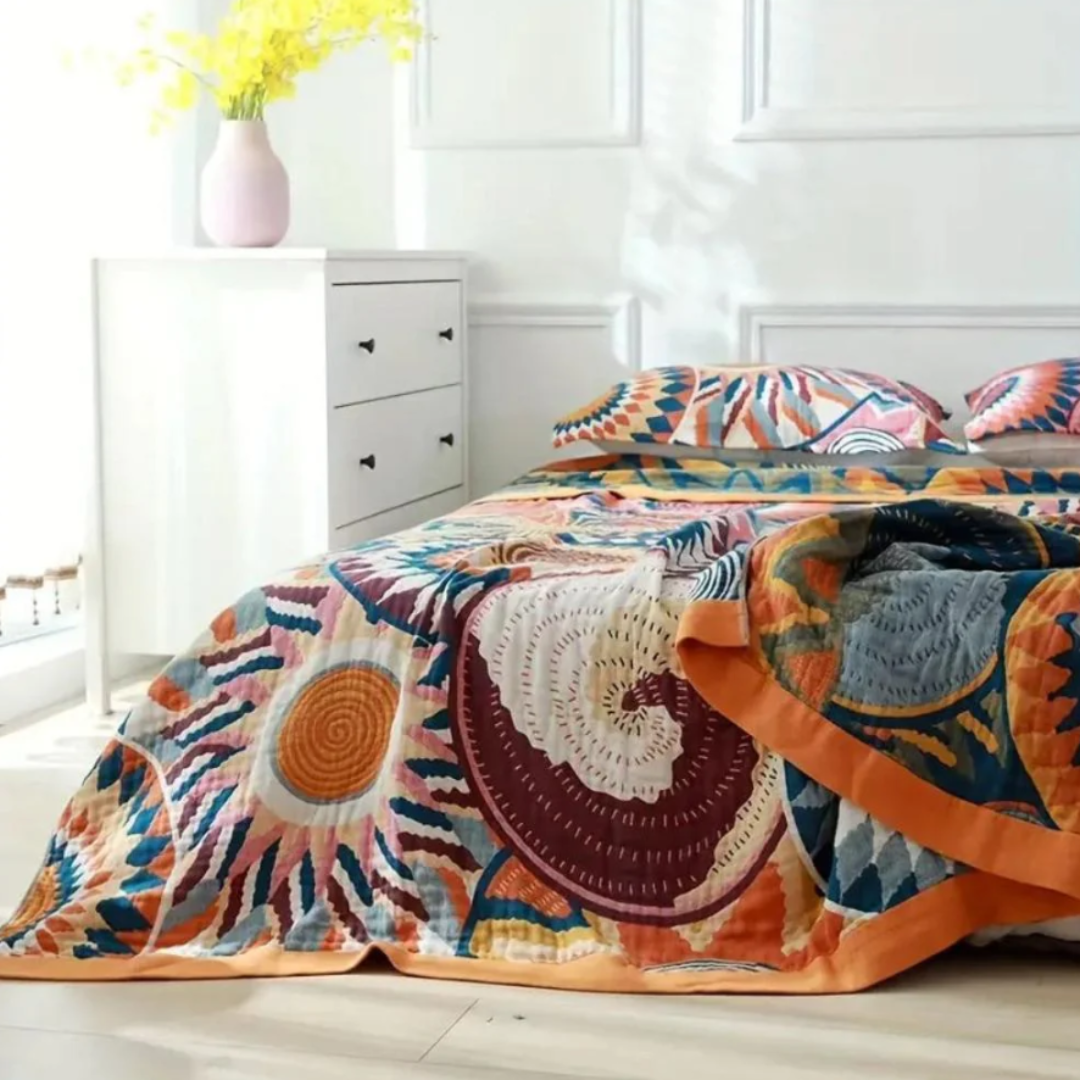 Sunburst Baumwolldecke | Ganzjährige Kuscheldecke aus 100% Baumwolle für maximalen Komfort