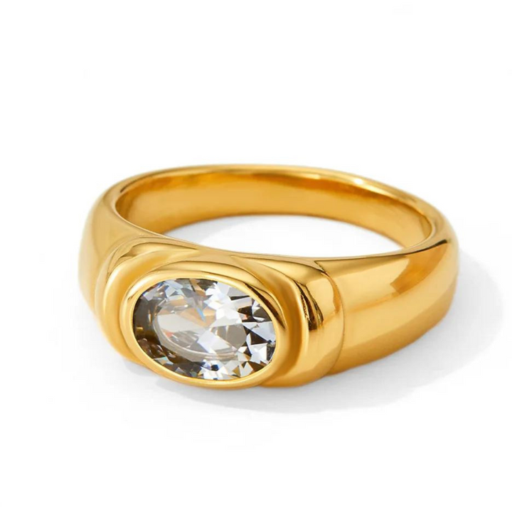 Klara Stein Ring | Eleganter Vintage Wasserdichter Verstellbarer Ring