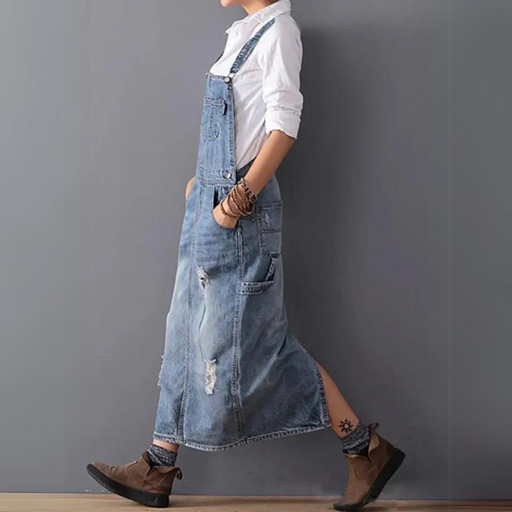 Lina Jumpsuit | Damen Denim Einteiler mit modischem Rückenschlitz