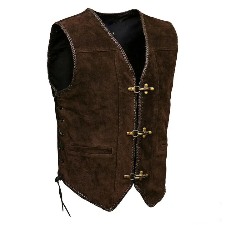 Klaus Lederweste Oktoberfest | Traditionelle Herren Weste aus echtem Wildleder