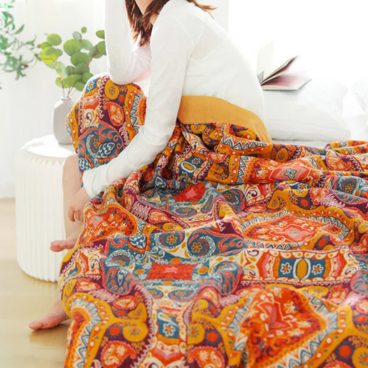 Sunrise Boho-Decke | Leichte Wende-Sommerdecke aus atmungsaktiver Baumwolle