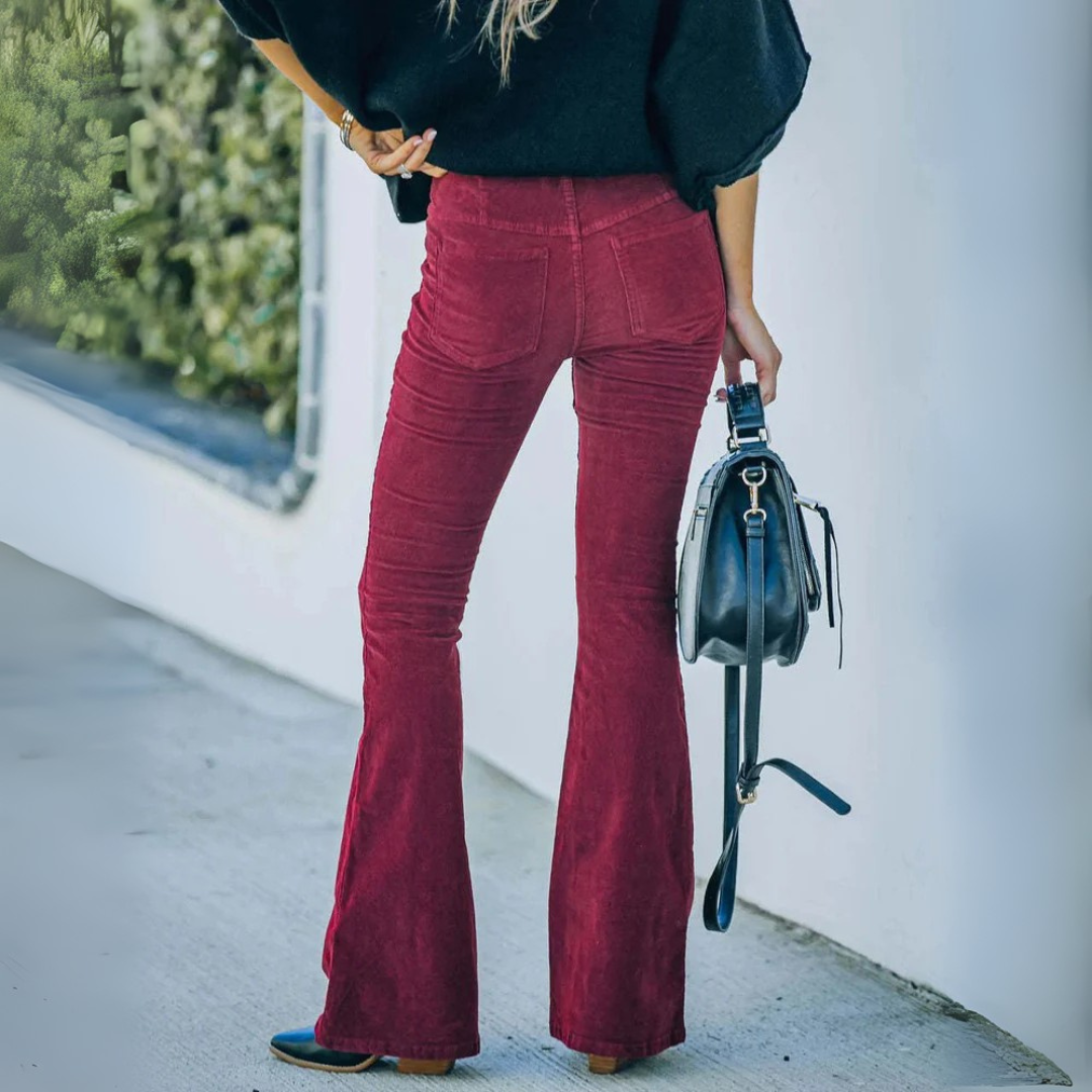 Flared Cordhose für den Herbst - Stilvolle Hose mit hoher Taille für Damen