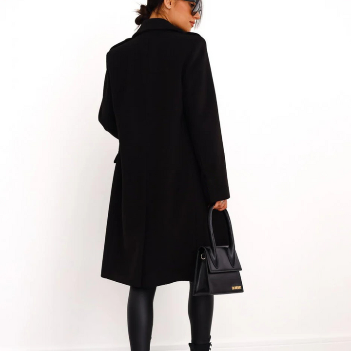 Zweireihiger Mantel für den Herbst - Elegante Lange Übergangsjacke für Damen