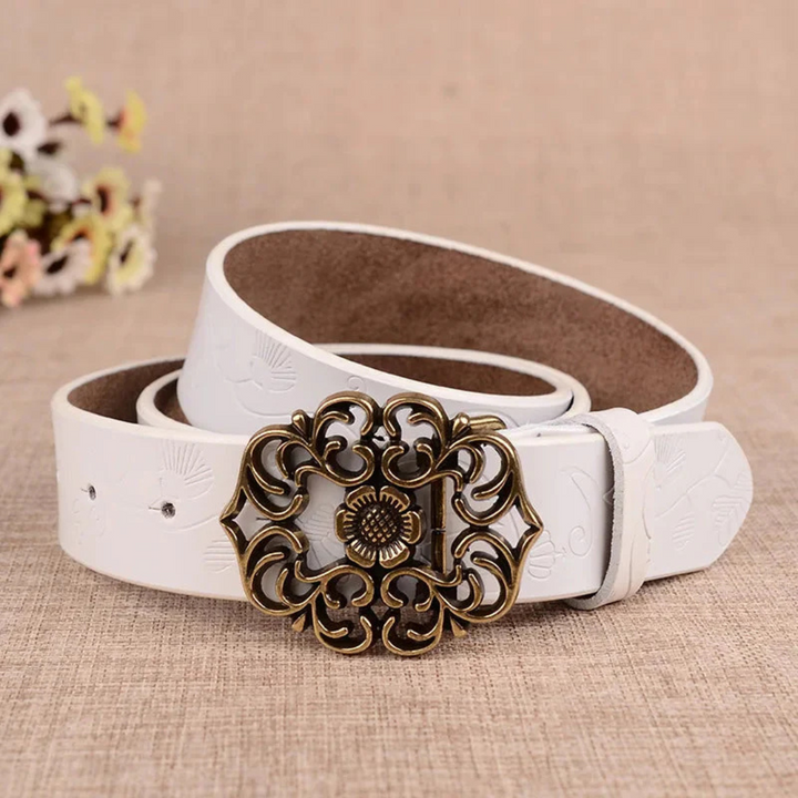 Franziska Trachtengürtel Oktoberfest | Eleganter Damen Ledergürtel mit Ornament-Schnalle