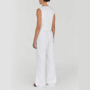 Emma 2-Teiliges Set |  Ärmelloses Top und Hochtaillierte Hose aus Leinen