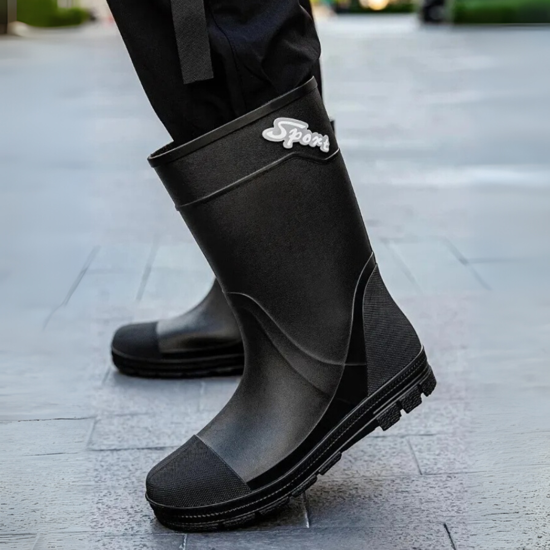 Regenstiefel für den Herbst - Hohe Wasserdichte PVC Gummistiefel mit rutschfester Sohle für Herren