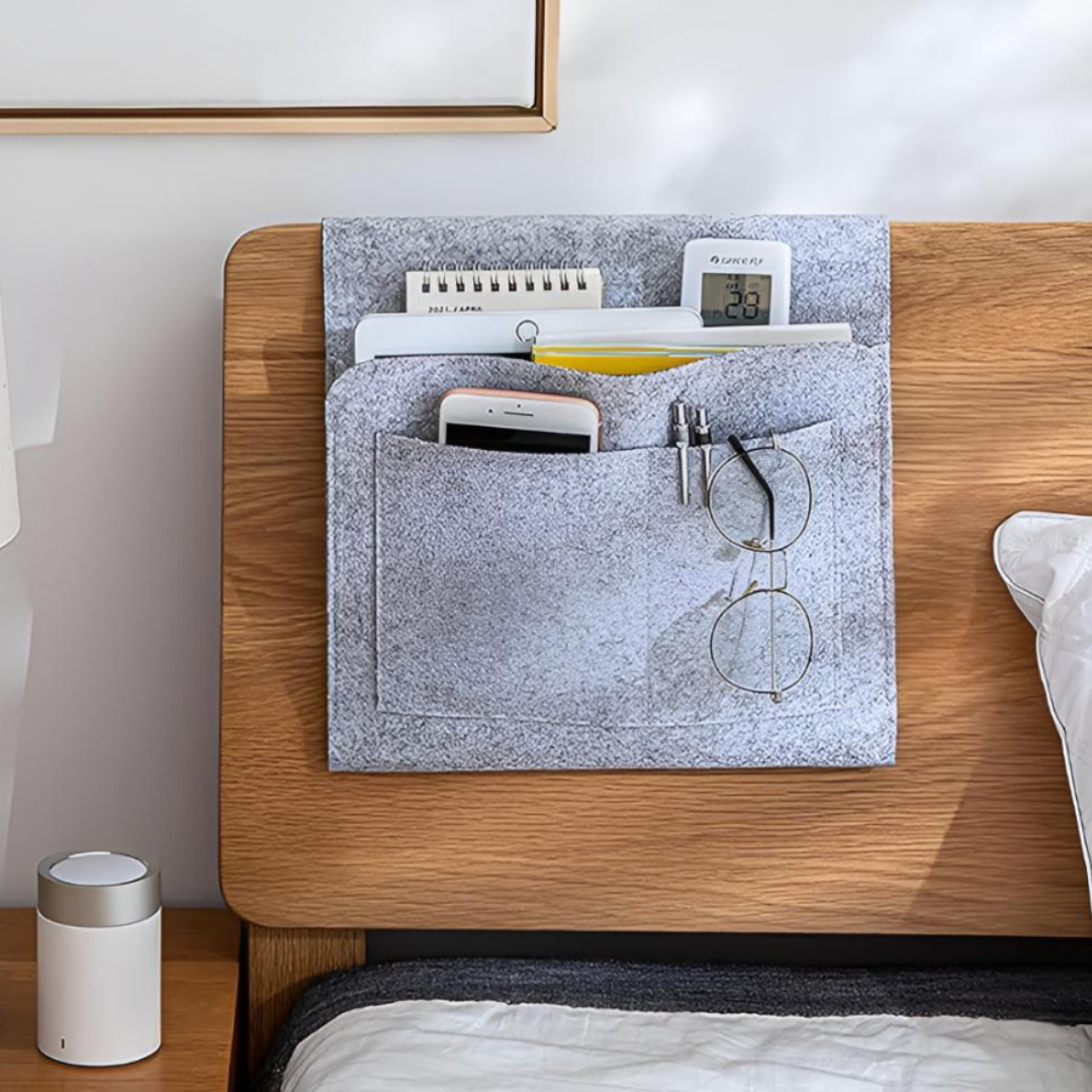 Premium Bett-Organizer | Multifunktionale Nachttisch-Aufbewahrung aus Filz