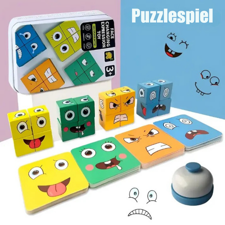 Emoji Reaktionsspiel aus Holz | Schnelles Familien- und Partyspiel für Kinder & Erwachsene
