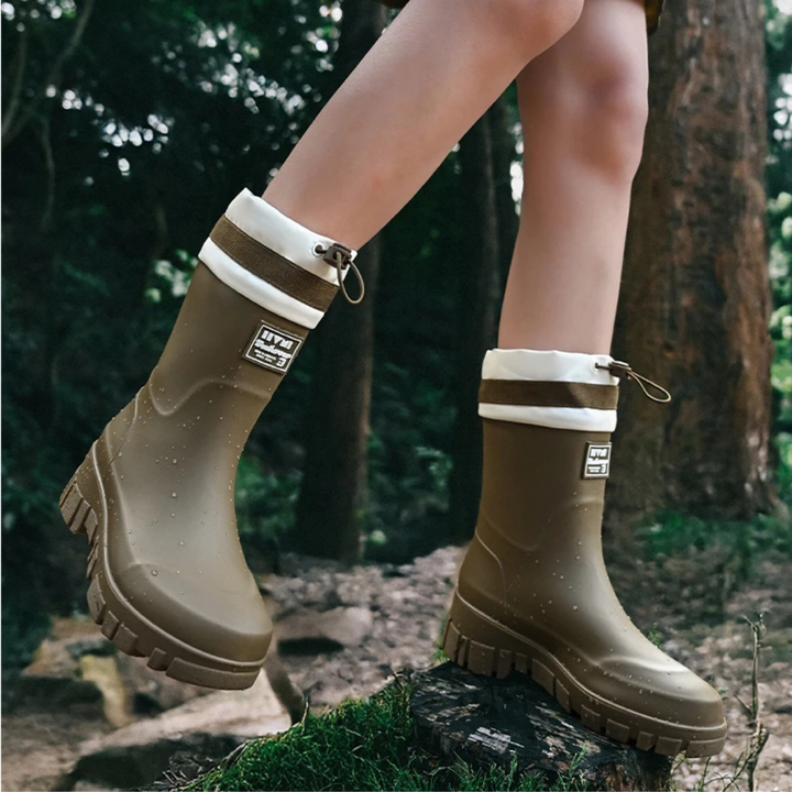Regenstiefel für den Herbst - Retro Wasserdichte Gummistiefel mit rutschfester Sohle für Damen