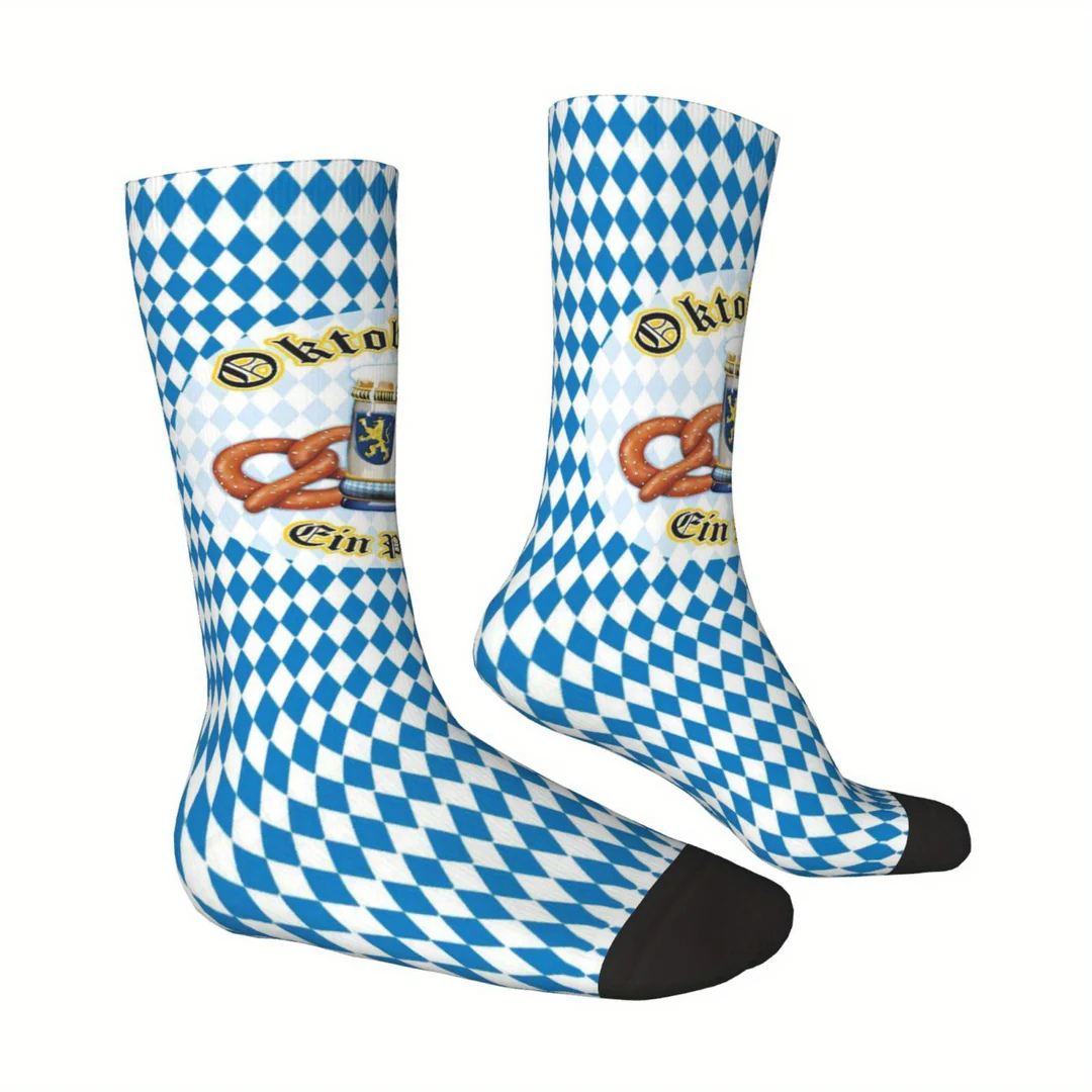 Unisex Oktoberfest Socken | Traditionelle Bierfest Strümpfe mit Bayern-Rautenmuster