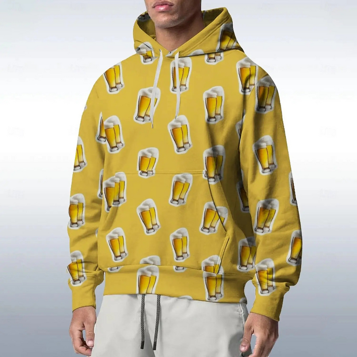 Max Bier Kapuzenpullover | Oktoberfest Kapuzenpullover mit Bierkrug-Print für Herren