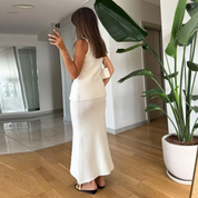 Helga 2-teiliges Set | Modisches Damen Set mit Knopfleiste und Rundhals