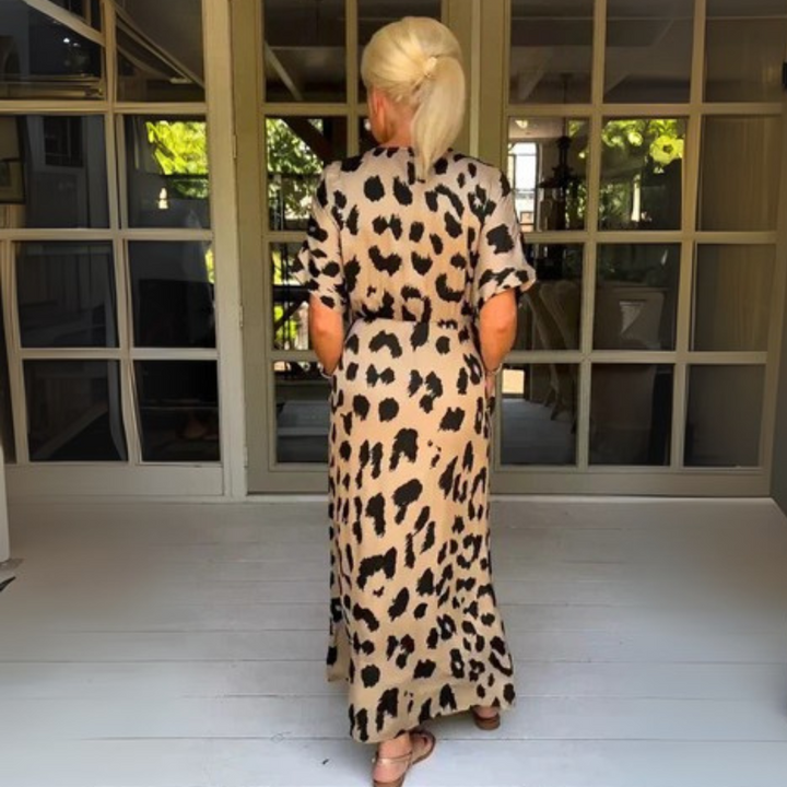 Sabrina Leopard-Kleid | Sommerliches Maxikleid mit Animal-Print für Frauen