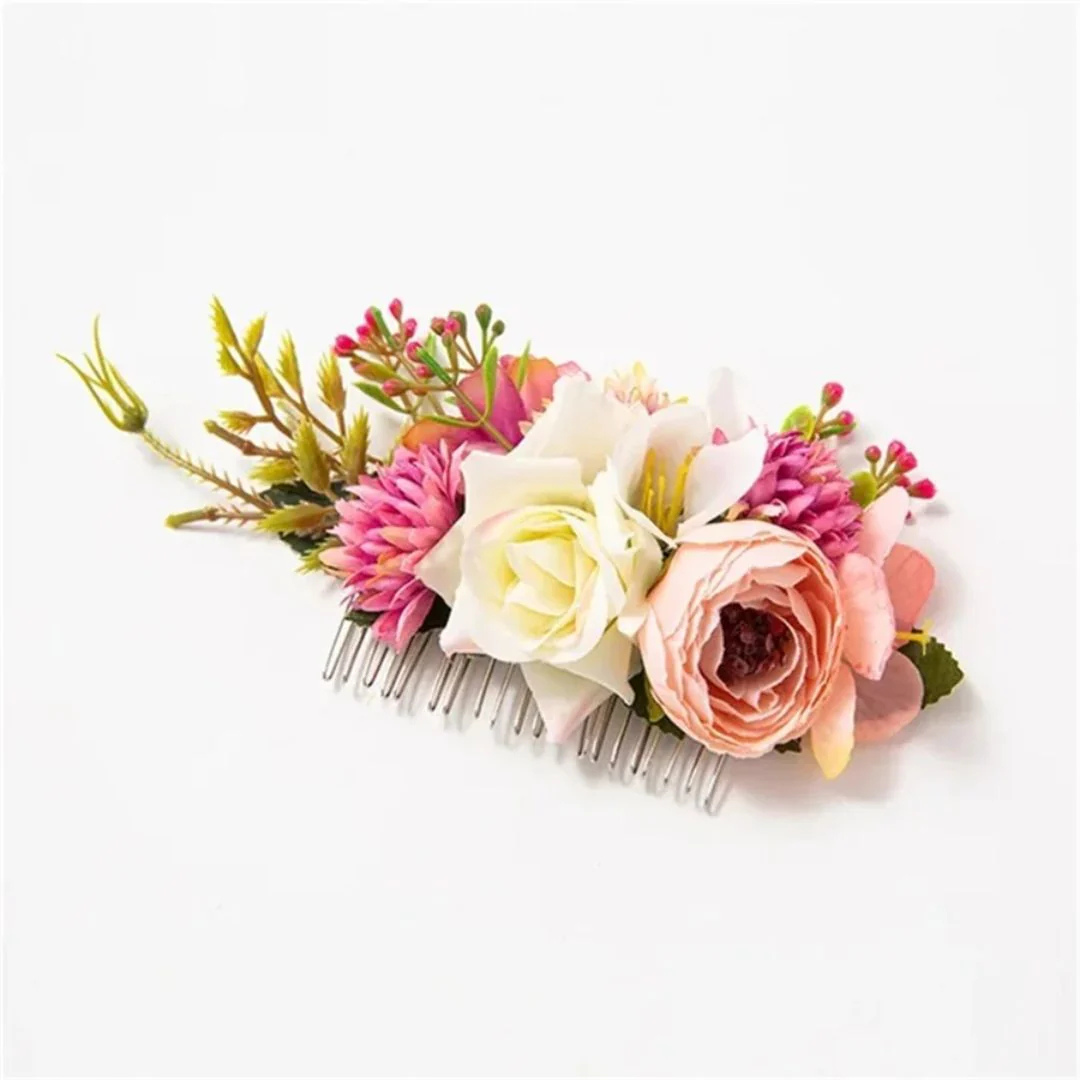 Britta Blütenkamm Oktoberfest | Romantische Damen Haarspange mit Seidenblüten