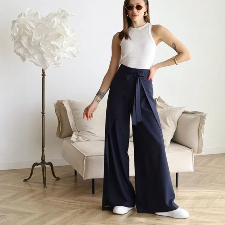 Marlene Palazzo-Hose | Elegante Weithose mit Bindegürtel für Frauen