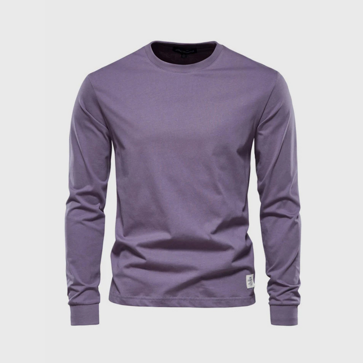Niklas Langarmshirt | Klassisches Grünes Herren Baumwollshirt Rundhals