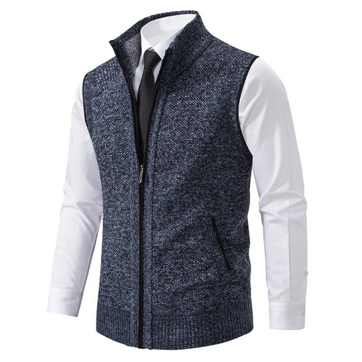 Strickweste für den Herbst - Stilvolle Strickweste mit Stehkragen und Reißverschluss für Herren