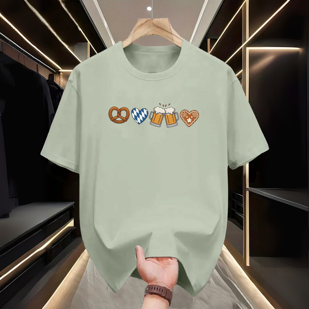 Gerhard Oktoberfest T-Shirt | Minimalistisches Bierfest Shirt mit Symbol-Reihe für Herren