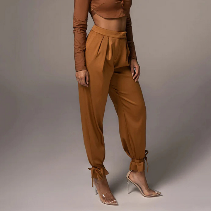 Claudia Satin-Hose | Elegante High-Waist Hose mit Schnürung für Frauen