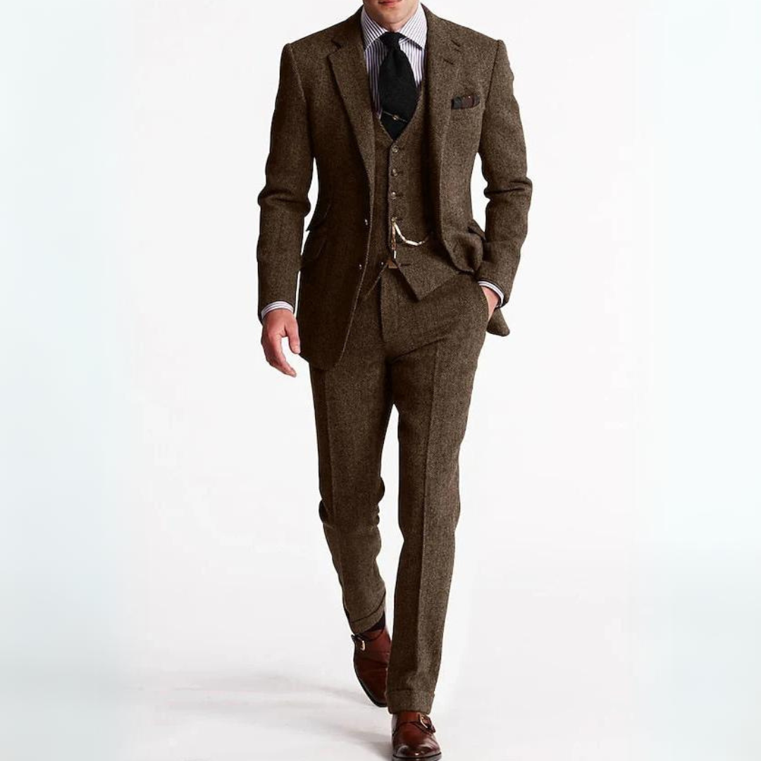 Erik 3-teiliges Set für Herren | einem schlichten Business-Blazer, einer Weste und Hose