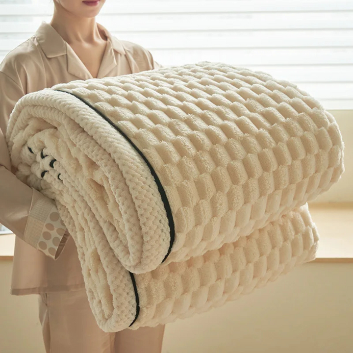 Cloud Cuddle Decke | Luxuriöse Kuscheldecke mit Bubble-Textur und Sherpa-Fleece