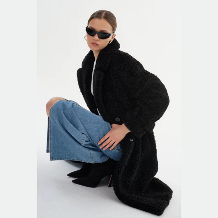 Fleecejacke für den kalte Tage - Stilvolle Lange Mantel mit Stehkrage für Damen