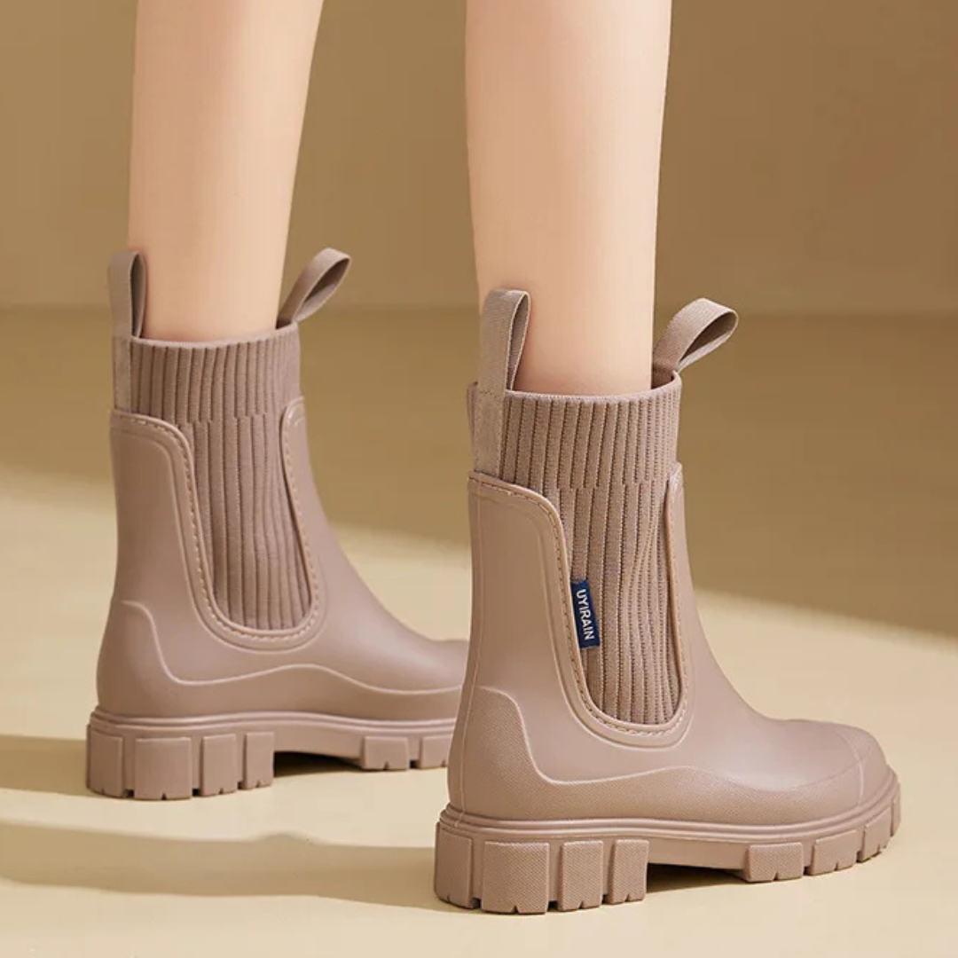 Regenstiefel für den Herbst - Robuste wasserdichte Stiefel mit dicker Sohle für Damen
