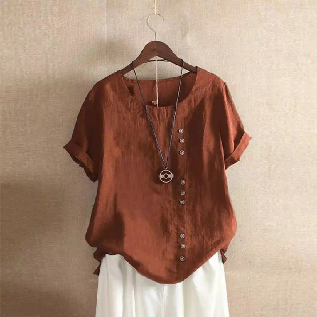 Monika Leinenbluse Oktoberfest | Luftige Damen Bluse mit Knopfleiste