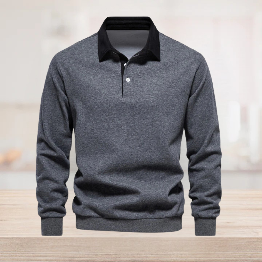 Robert Langarm Polo | Elegantes Blaues Herren Poloshirt Business Casual Stil