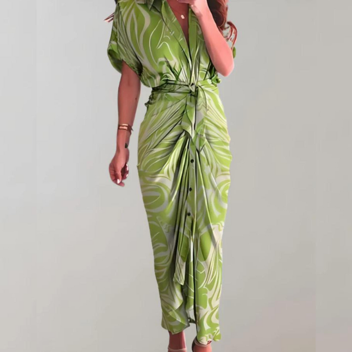 Amelie Midikleid | Elegantes Kleid mit halblangen Ärmeln und stilvollem Taillenband