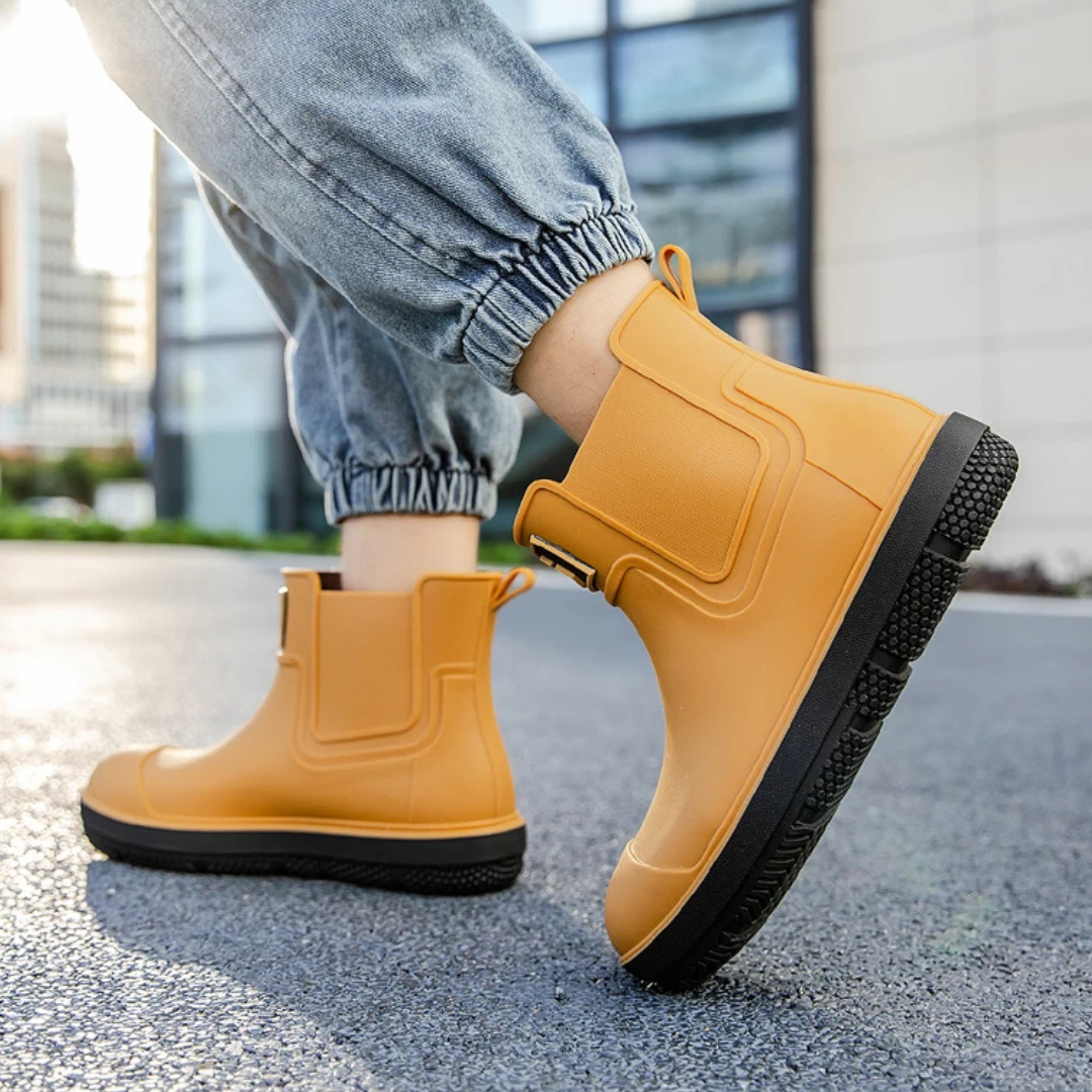 Regenstiefel für den Herbst - Halbhohe Wasserdichte Gummistiefel mit rutschfester Sohle für Herren