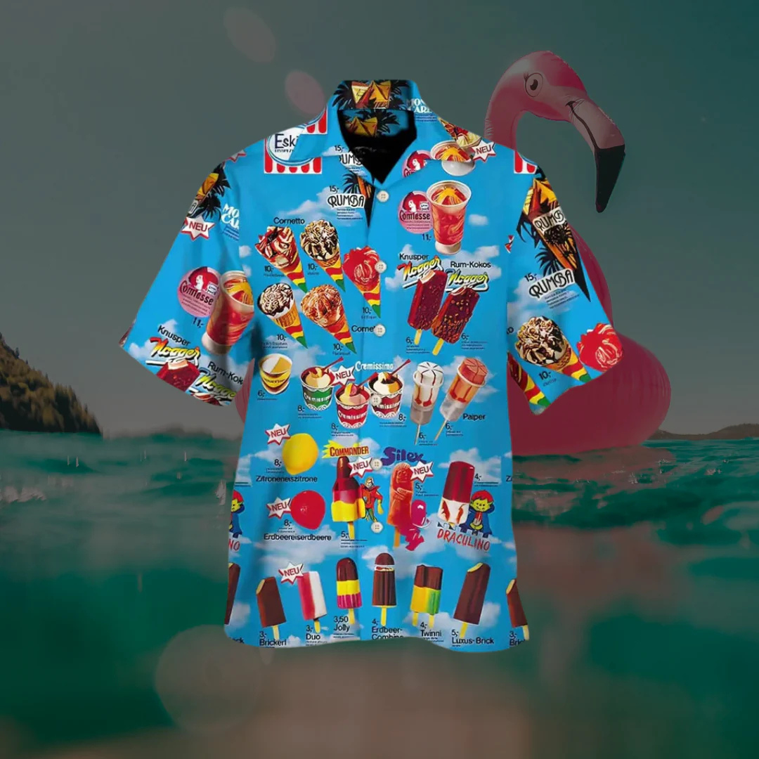 Markus Hawaiihemd | Sommerliches Herren Kurzarmhemd mit Eisprint Tropisches Muster Strandmode