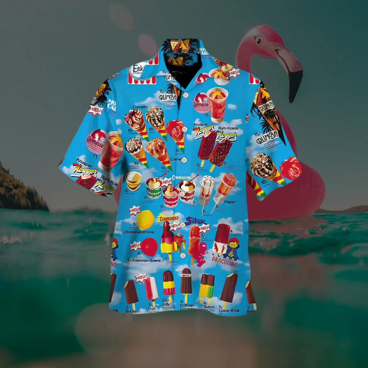 Markus Hawaiihemd | Sommerliches Herren Kurzarmhemd mit Eisprint Tropisches Muster Strandmode