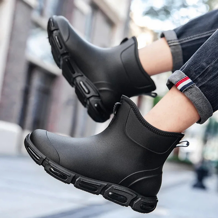 Regenstiefel für den Herbst - Hohe Wasserdichte PVC Gummistiefel mit rutschfester Sohle für Herren