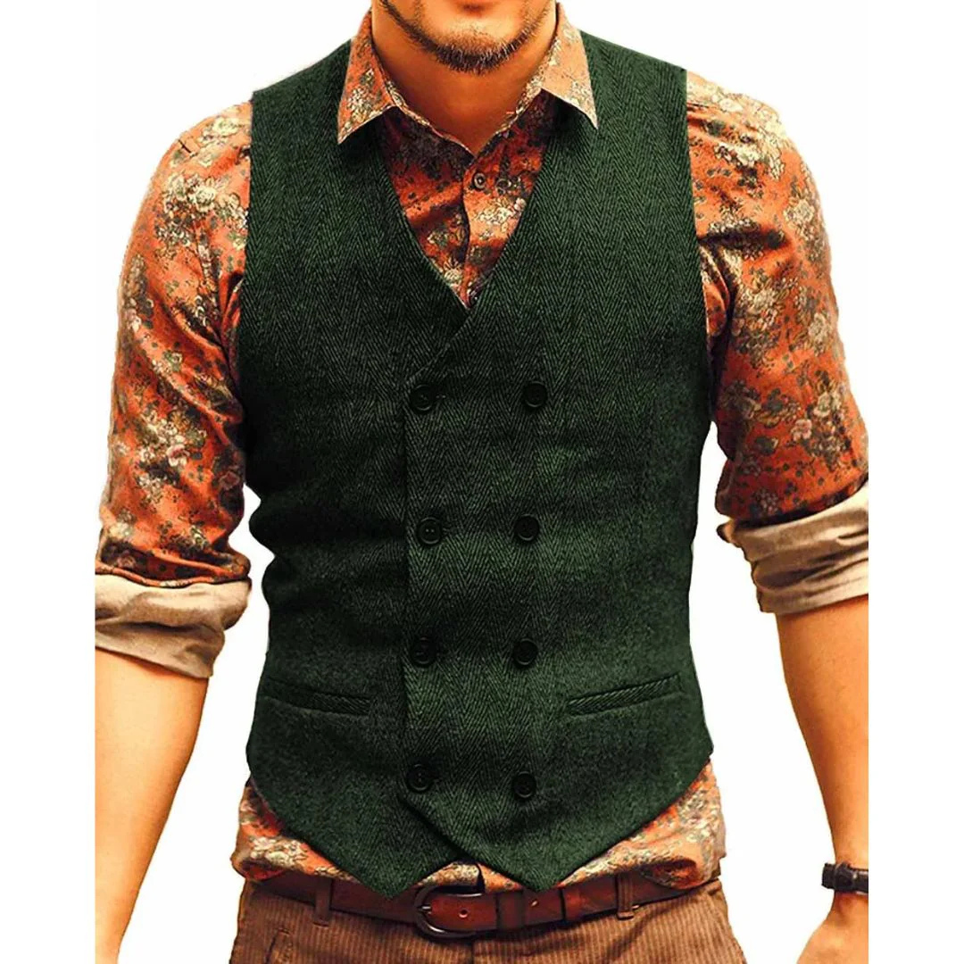Andreas Herrenweste Oktoberfest | Elegante Herren Weste mit doppelter Knopfleiste