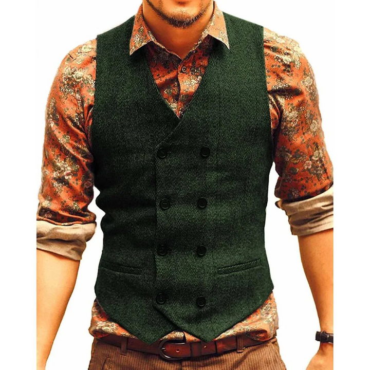 Andreas Herrenweste Oktoberfest | Elegante Herren Weste mit doppelter Knopfleiste