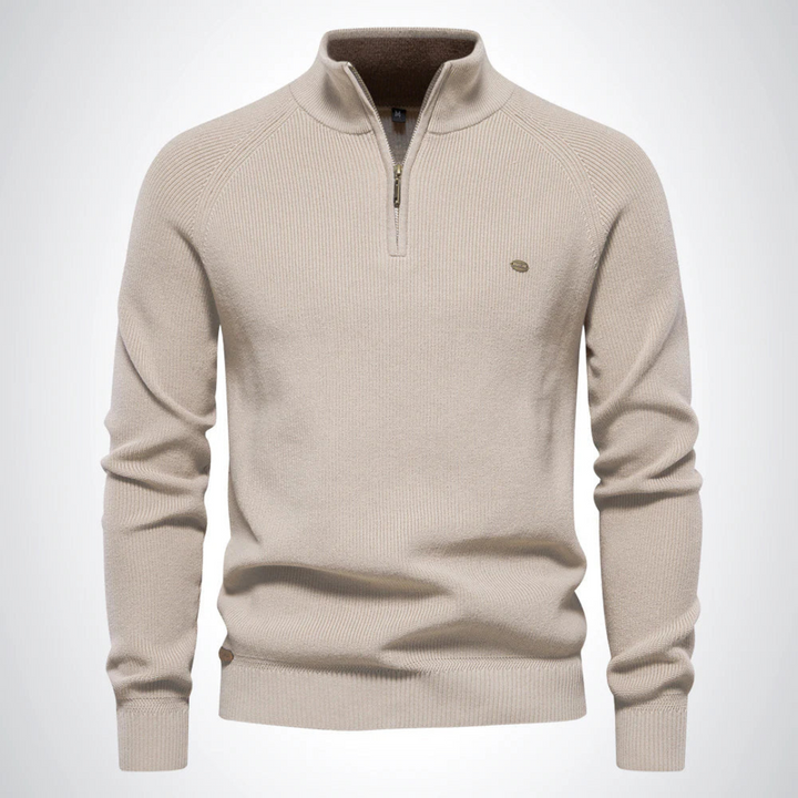 Troyer für den Herbst - Baumwoll-Pullover mit Halb Zip für Herren