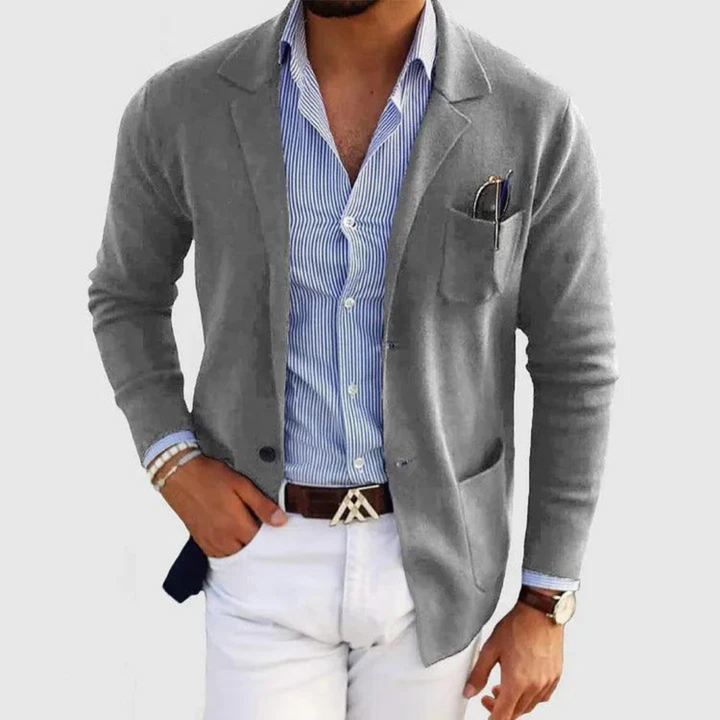 Maximilian Strickjacke | Elegante Braune Herren Jacke Mit Revers Büro-Stil
